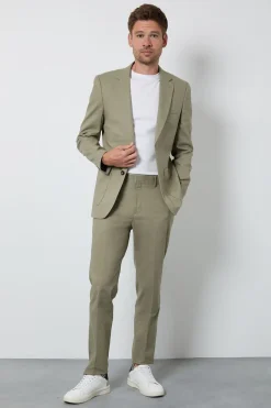 Pantalon De Costume Slim En Lin Vert Clair