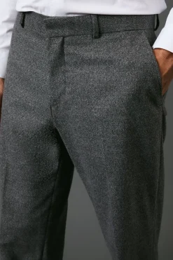 Pantalon de Costume Slim Fit Aspect Tweed Anthracite
