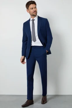 Pantalon De Costume Slim Texturé Bleu Roi