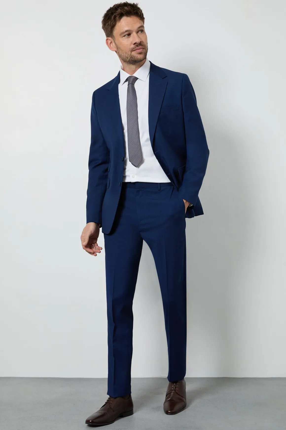 Pantalon De Costume Slim Texturé Bleu Roi