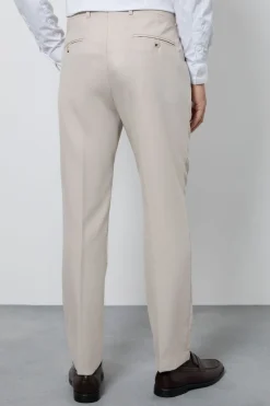 Pantalon de Costume Texturé Neutre Coupe Ajustée