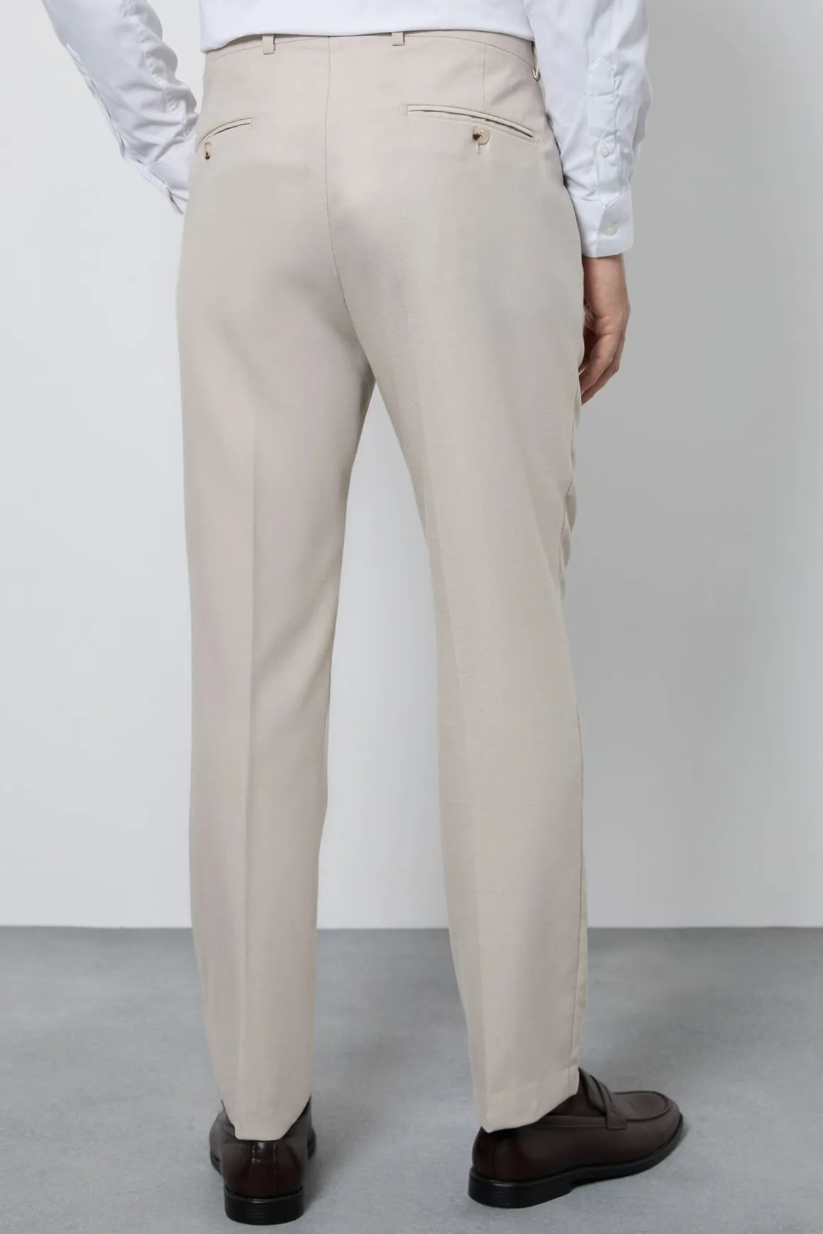 Pantalon de Costume Texturé Neutre Coupe Ajustée
