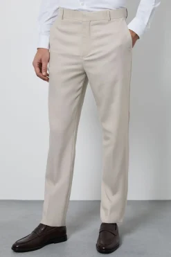 Pantalon de Costume Texturé Neutre Coupe Ajustée