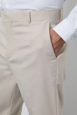 Pantalon de Costume Texturé Neutre Coupe Ajustée