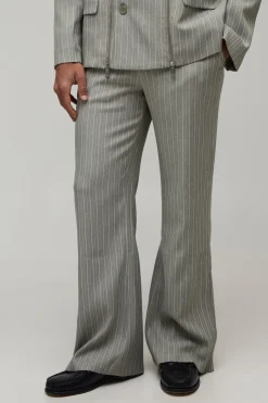 Pantalon De Costume Évasé Ajusté Avec Détail Zippé