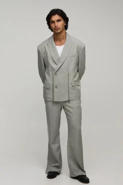 Pantalon De Costume Évasé Ajusté Avec Détail Zippé