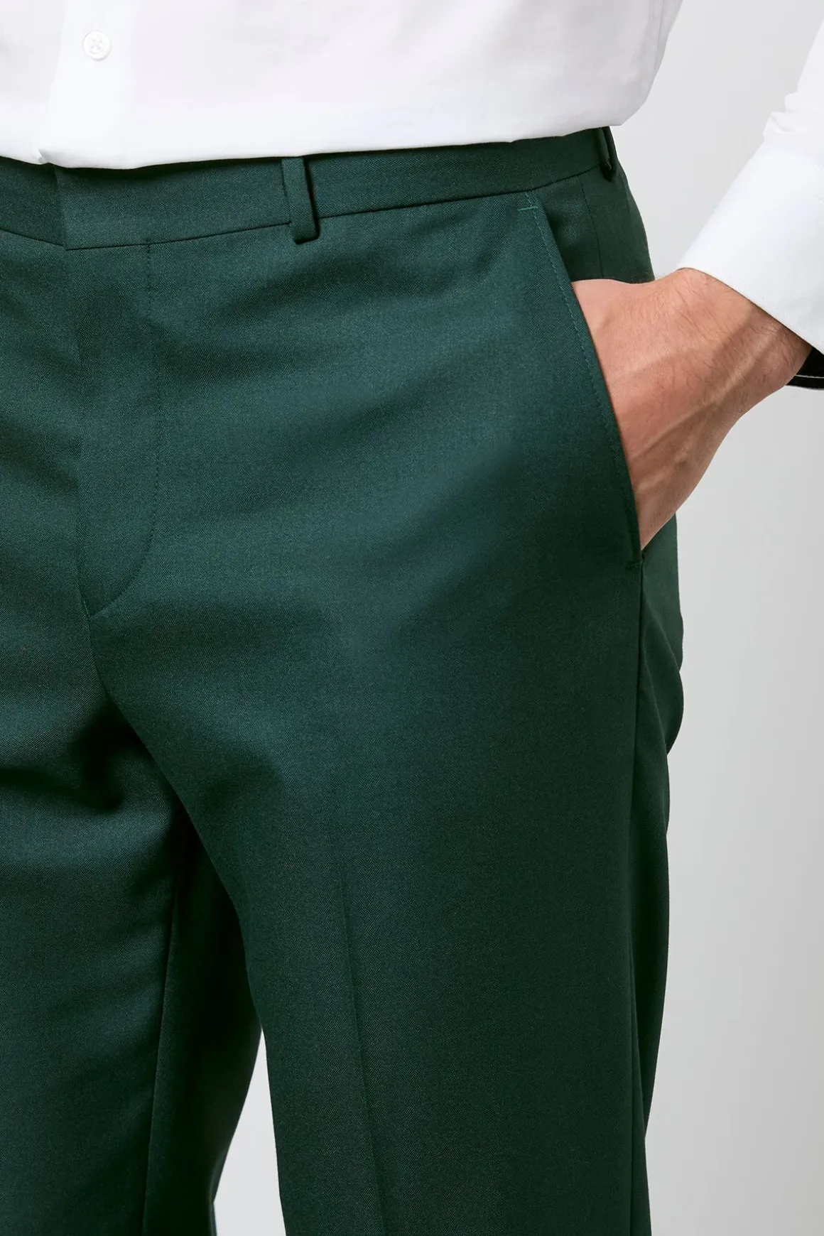 Pantalon De Costume Vert Foncé Coupe Ajustée