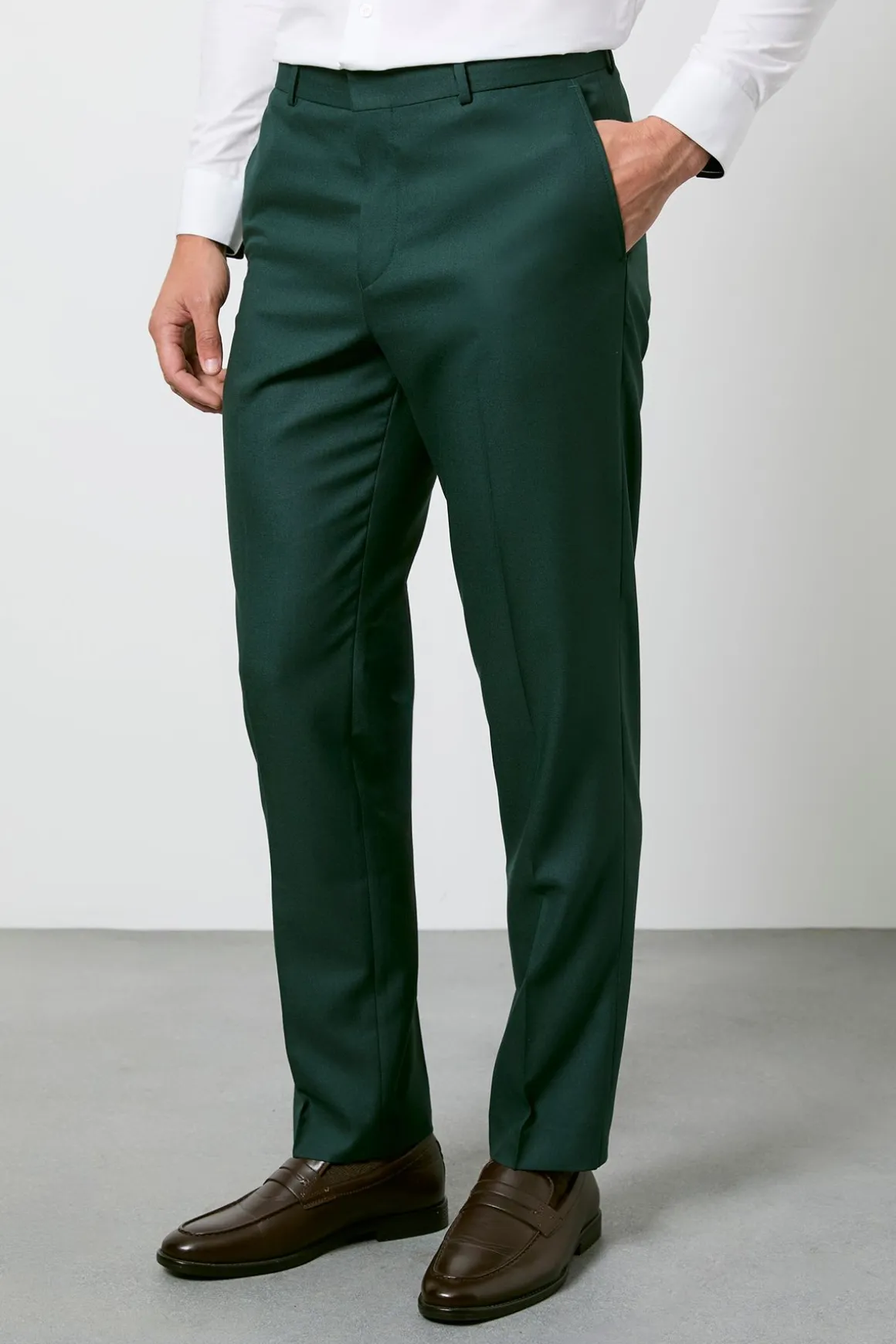 Pantalon De Costume Vert Foncé Coupe Ajustée