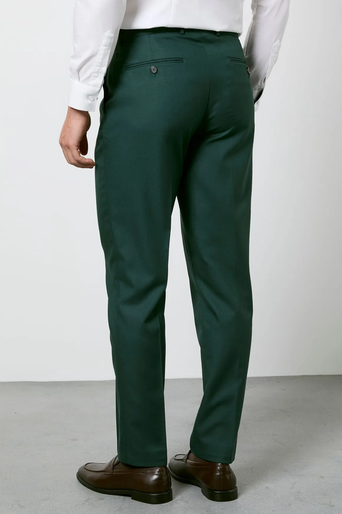 Pantalon De Costume Vert Foncé Coupe Ajustée