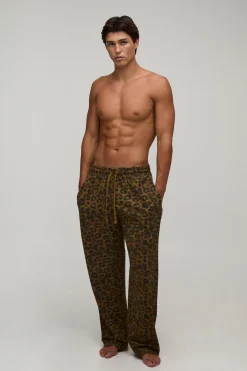 Pantalon De Détente Coupe Droite Imprimé Léopard