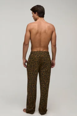 Pantalon De Détente Coupe Droite Imprimé Léopard