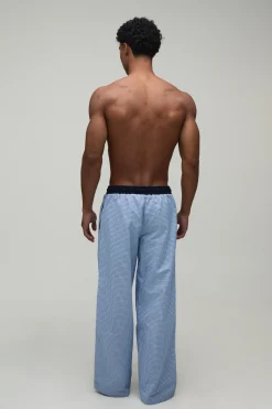 Pantalon De Détente Coupe Droite À Micro Carreaux Avec Ceinture Contrastée