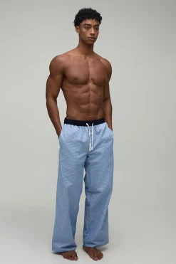 Pantalon De Détente Coupe Droite À Micro Carreaux Avec Ceinture Contrastée