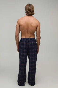 boohooMAN Pantalon De Détente Tissé En Flanelle À Carreaux Coupe Large<Homme Vêtements Confort