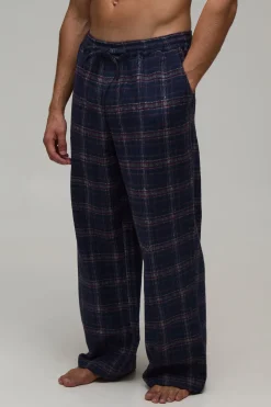 boohooMAN Pantalon De Détente Tissé En Flanelle À Carreaux Coupe Large<Homme Vêtements Confort