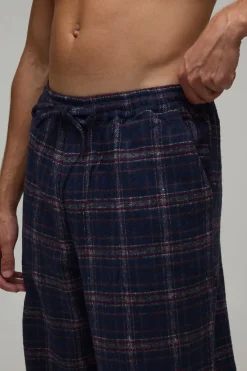 boohooMAN Pantalon De Détente Tissé En Flanelle À Carreaux Coupe Large<Homme Vêtements Confort