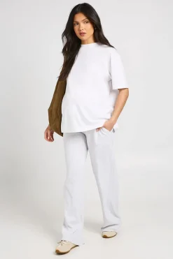 Pantalon De Grossesse Basique Côtelé À Jambe Large