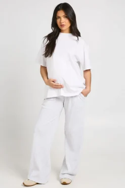 Pantalon De Grossesse Basique Côtelé À Jambe Large
