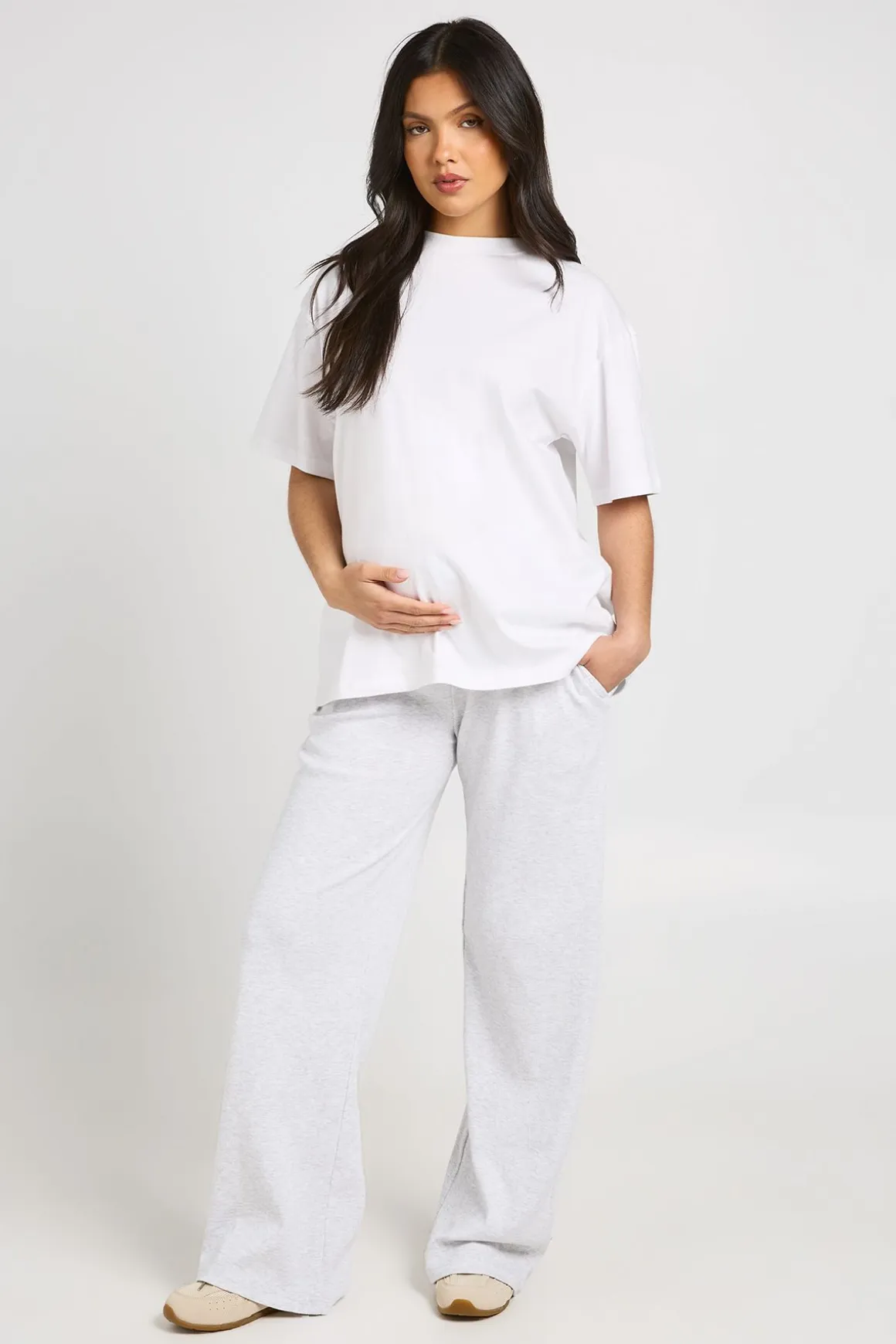 Pantalon De Grossesse Basique Côtelé À Jambe Large