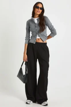 Pantalon De Jogging Cargo Taille Haute Coupe Large
