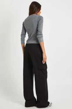 Pantalon De Jogging Cargo Taille Haute Coupe Large