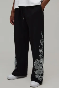 boohooMAN Pantalon De Jogging Coupe Large Imprimé Dragon<Homme Joggings|Jogging