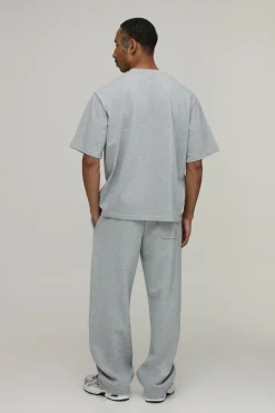 boohooMAN Pantalon De Jogging Droit En Molleton Épais 480 G/m²<Homme Nouveautés Grande Taille|Ensembles Grandes Tailles