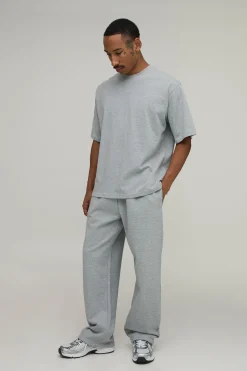 boohooMAN Pantalon De Jogging Droit En Molleton Épais 480 G/m²<Homme Nouveautés Grande Taille|Ensembles Grandes Tailles