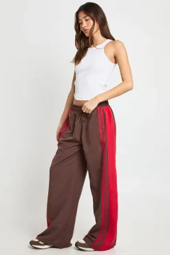 boohoo Pantalon De Jogging En Nylon Taille Mi-haute Avec Bandes Latérales<Femme Pantalons|Joggings