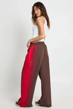 boohoo Pantalon De Jogging En Nylon Taille Mi-haute Avec Bandes Latérales<Femme Pantalons|Joggings