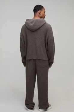 Pantalon De Jogging Large En Maille Côtelée Mélange Laine