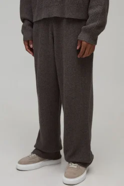 Pantalon De Jogging Large En Maille Côtelée Mélange Laine