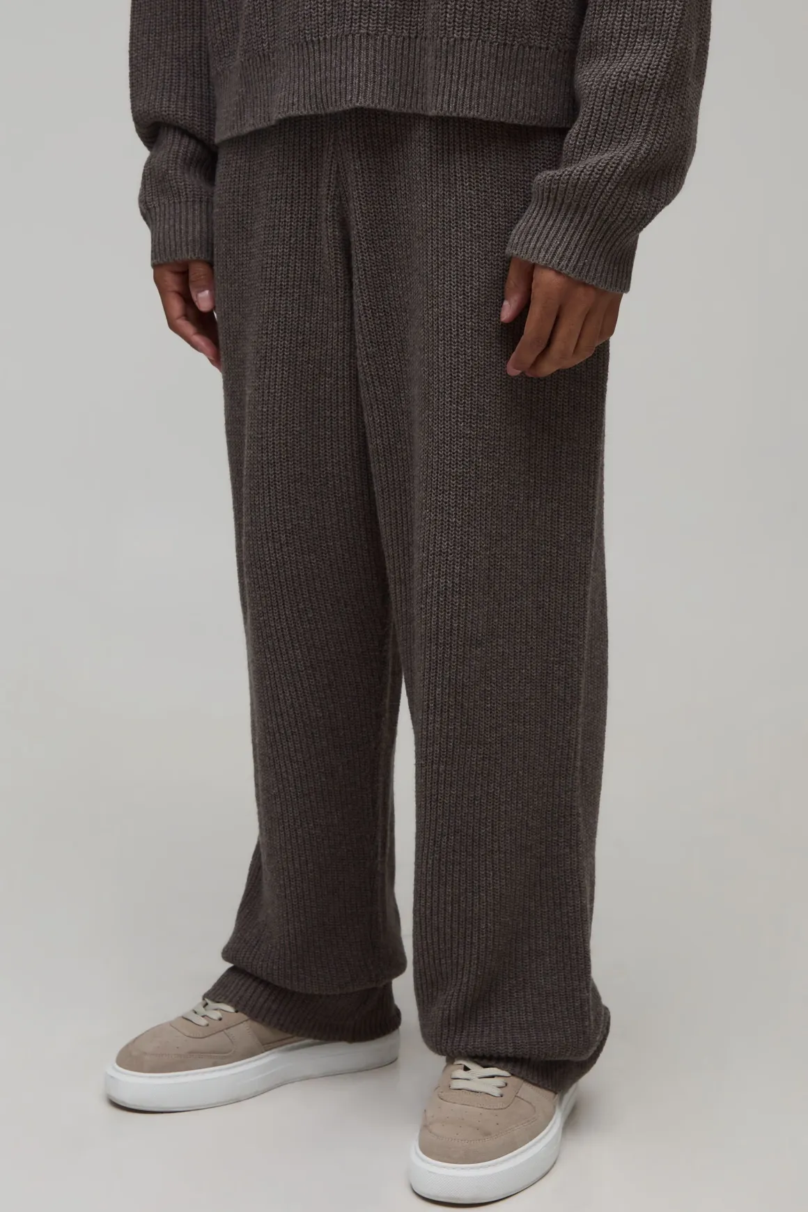 Pantalon De Jogging Large En Maille Côtelée Mélange Laine
