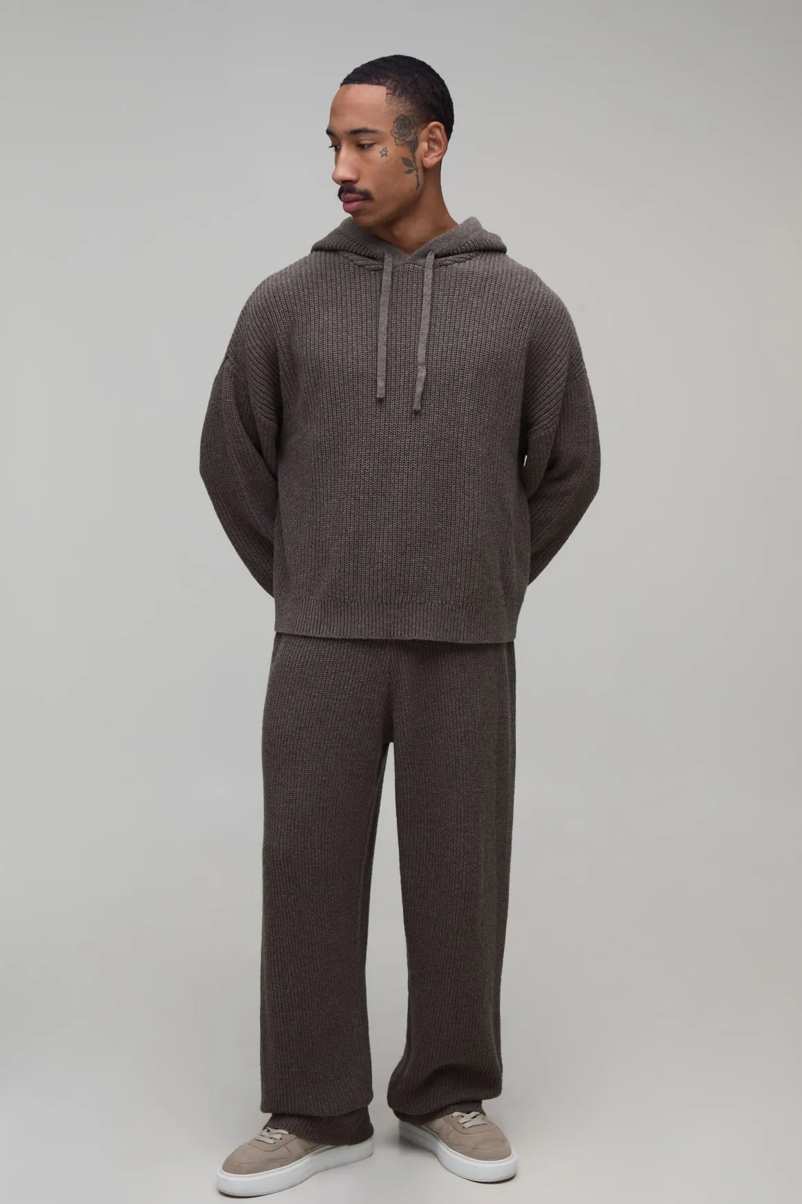 Pantalon De Jogging Large En Maille Côtelée Mélange Laine