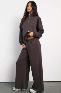 Pantalon De Jogging Taille Moyenne Jambe Large Avec Ceinture Fine