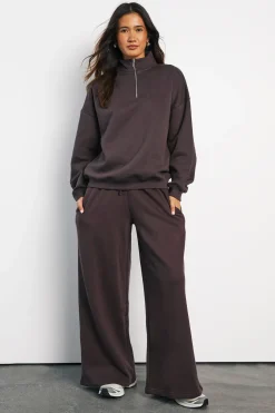 Pantalon De Jogging Taille Moyenne Jambe Large Avec Ceinture Fine