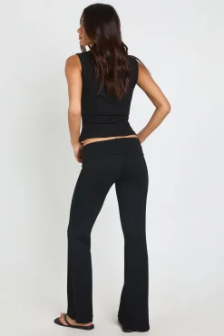 boohoo Pantalon De Jogging Évasé À Taille Repliable Toucher Doux<Femme Pantalons|Athleisure