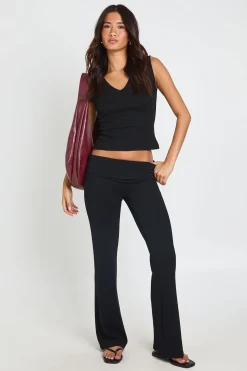boohoo Pantalon De Jogging Évasé À Taille Repliable Toucher Doux<Femme Pantalons|Athleisure