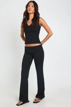 boohoo Pantalon De Jogging Évasé À Taille Repliable Toucher Doux<Femme Pantalons|Athleisure