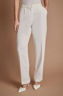 Pantalon De Mariée Formel À Jambe Droite Avec Plis Devant