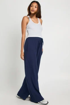 Pantalon De Maternité Basique Côtelé À Jambes Larges