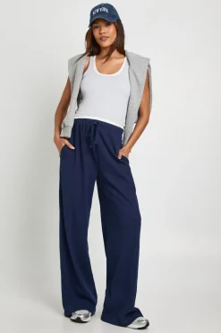 Pantalon De Maternité Basique Côtelé À Jambes Larges