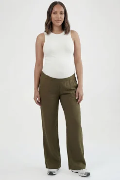 Pantalon De Maternité Basique Côtelé À Jambe Large