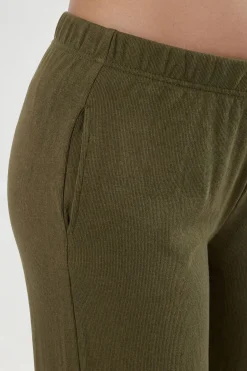 Pantalon De Maternité Basique Côtelé À Jambe Large