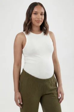 Pantalon De Maternité Basique Côtelé À Jambe Large