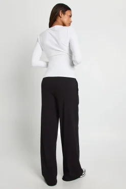Pantalon De Maternité Côtelé À Jambes Larges Basique