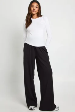 Pantalon De Maternité Côtelé À Jambes Larges Basique