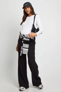 Pantalon De Maternité Côtelé À Jambes Larges Basique