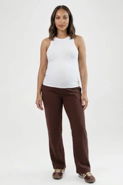 Pantalon De Maternité Côtelé À Jambe Large Basique
