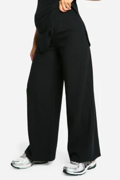 Pantalon de maternité à côtes douces et jambes larges